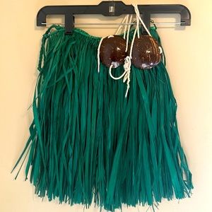 Grass skirt and coconut bra